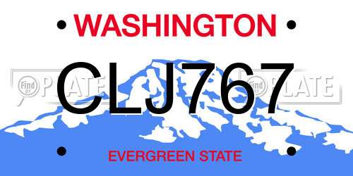 CLJ767 Washington License Plate