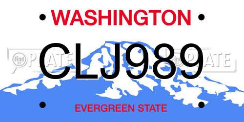 CLJ989 Washington License Plate