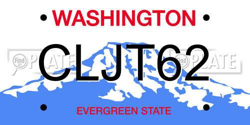 CLJT62 Washington License Plate
