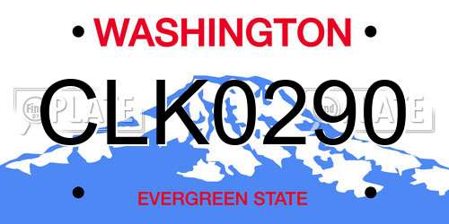 CLK0290 Washington License Plate