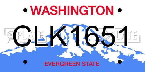 CLK1651 Washington License Plate