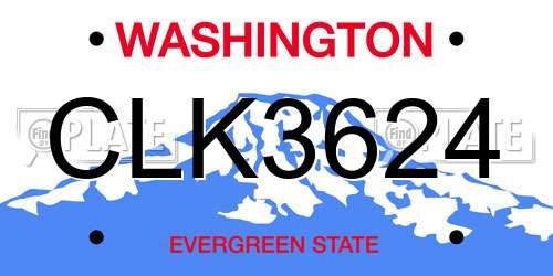 CLK3624 Washington License Plate