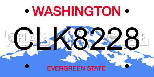 CLK8228 Washington License Plate