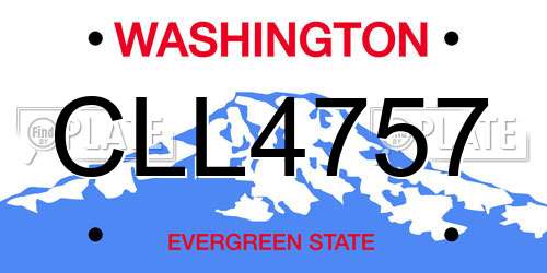 CLL4757 Washington License Plate