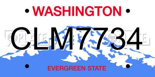 CLM7734 Washington License Plate