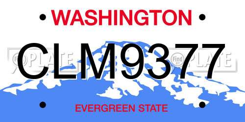 CLM9377 Washington License Plate