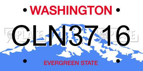CLN3716 Washington License Plate