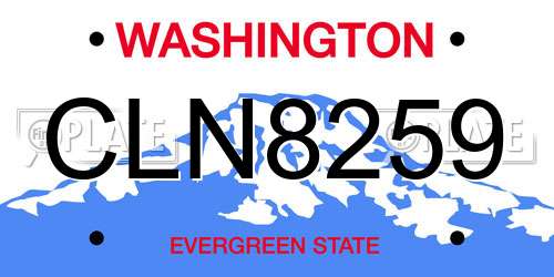 CLN8259 Washington License Plate
