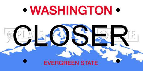 CLOSER Washington License Plate