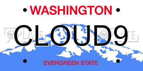 CLOUD9 Washington License Plate