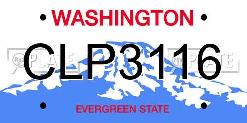 CLP3116 Washington License Plate