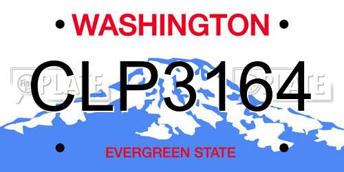CLP3164 Washington License Plate