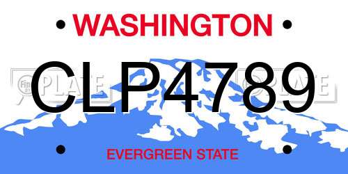 CLP4789 Washington License Plate