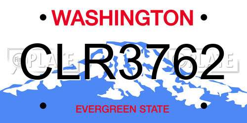 CLR3762 Washington License Plate