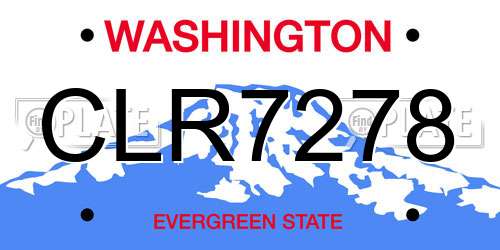 CLR7278 Washington License Plate
