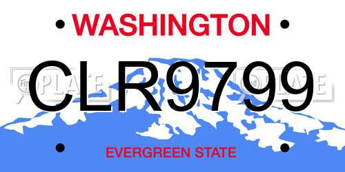 CLR9799 Washington License Plate