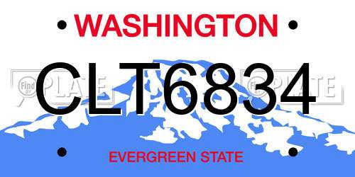 CLT6834 Washington License Plate