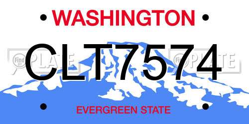 CLT7574 Washington License Plate