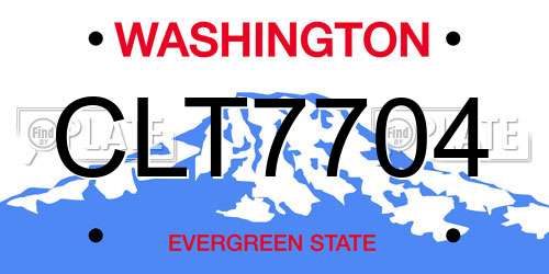 CLT7704 Washington License Plate