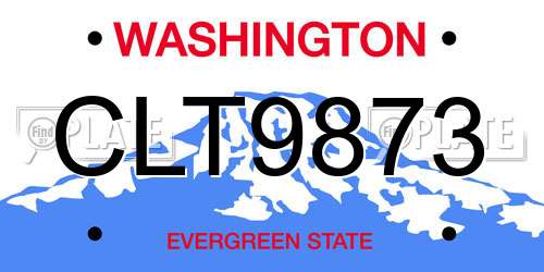 CLT9873 Washington License Plate