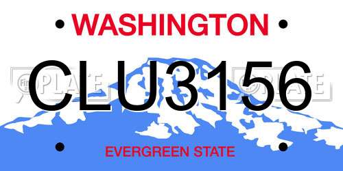 CLU3156 Washington License Plate