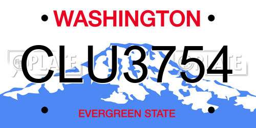 CLU3754 Washington License Plate