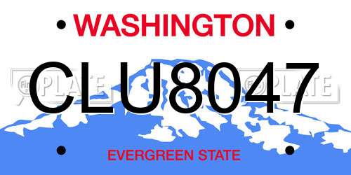CLU8047 Washington License Plate