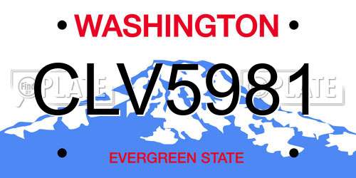 CLV5981 Washington License Plate