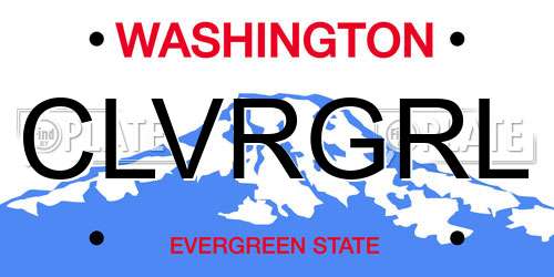 CLVRGRL Washington License Plate