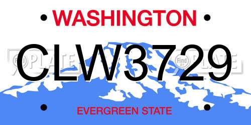 CLW3729 Washington License Plate