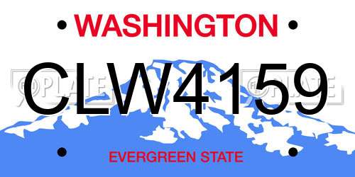 CLW4159 Washington License Plate