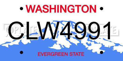 CLW4991 Washington License Plate