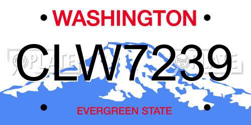 CLW7239 Washington License Plate