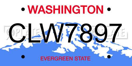 CLW7897 Washington License Plate