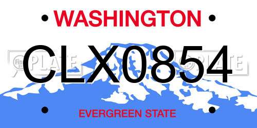 CLX0854 Washington License Plate