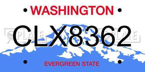 CLX8362 Washington License Plate
