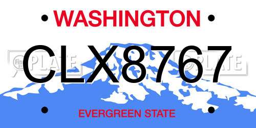 CLX8767 Washington License Plate