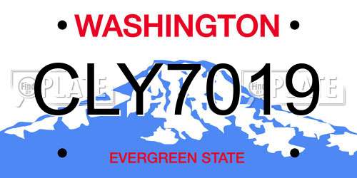 CLY7019 Washington License Plate