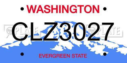 CLZ3027 Washington License Plate