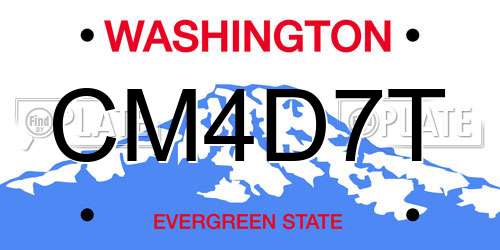 CM4D7T Washington License Plate