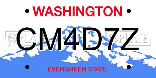 CM4D7Z Washington License Plate
