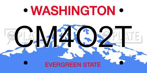 CM4O2T Washington License Plate