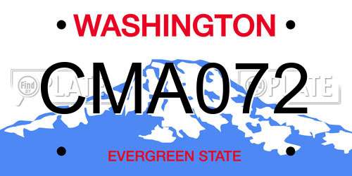 CMA072 Washington License Plate