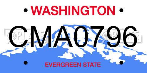 CMA0796 Washington License Plate