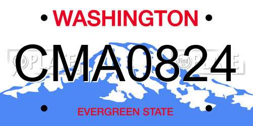 CMA0824 Washington License Plate