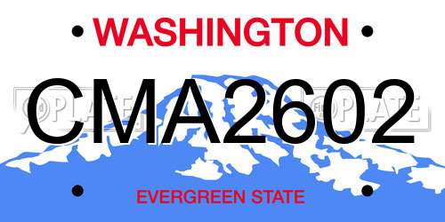 CMA2602 Washington License Plate