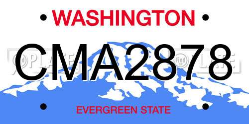 CMA2878 Washington License Plate