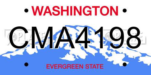 CMA4198 Washington License Plate