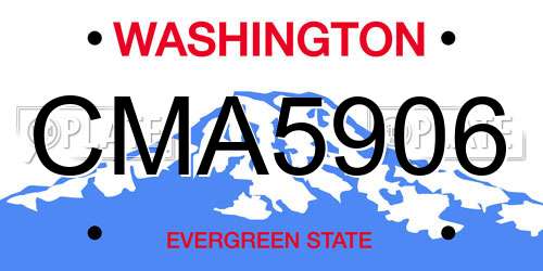 CMA5906 Washington License Plate