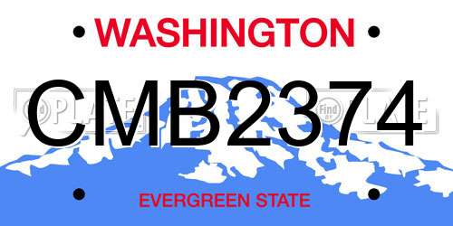 CMB2374 Washington License Plate